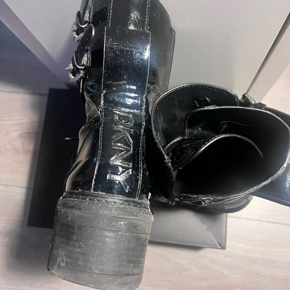 DKNY Black Patent Combat Boots - Picture 3 of 3